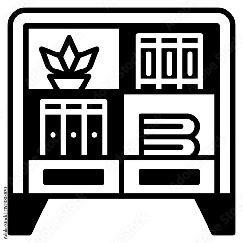 Book Shelf outline mixed icon