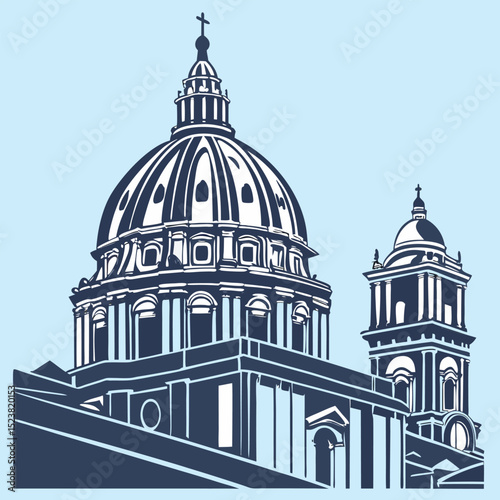 st pauls cathedral london vector illustration.