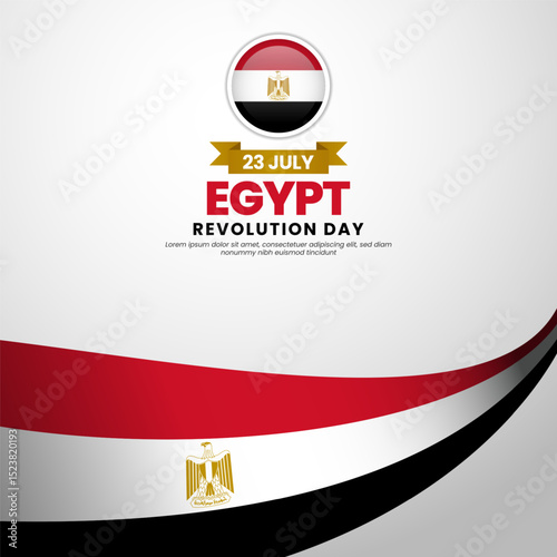 Egyptian flag for Egypt revolution day square banner background with realistic flag