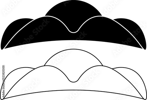 outline silhouette Tricorne hat icon set