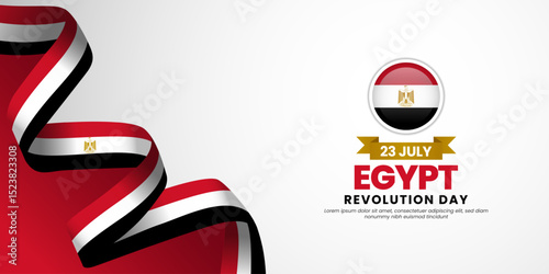 Egypt revolution day banner background 23 July design element with waving ribbon flag