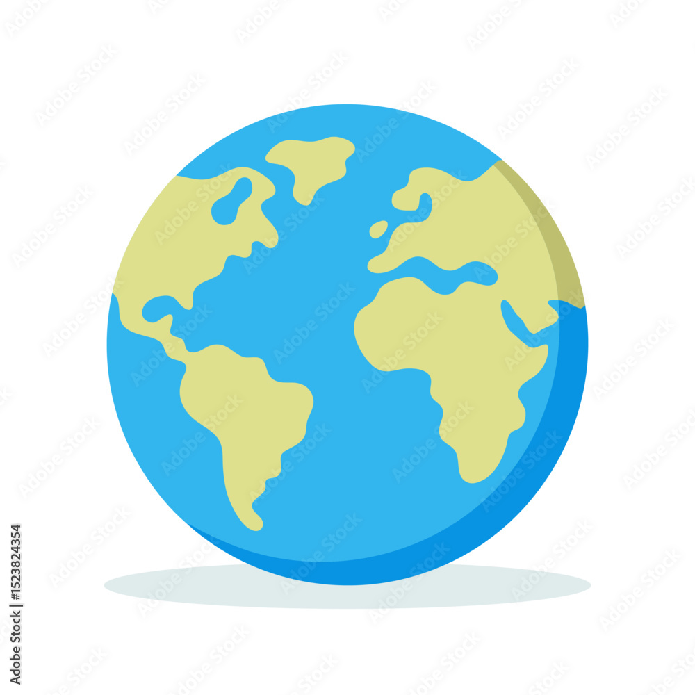 Fototapeta premium Earth icon. Planet Earth with continents and oceans, isolated on white background. Globe symbol. Vector illustration
