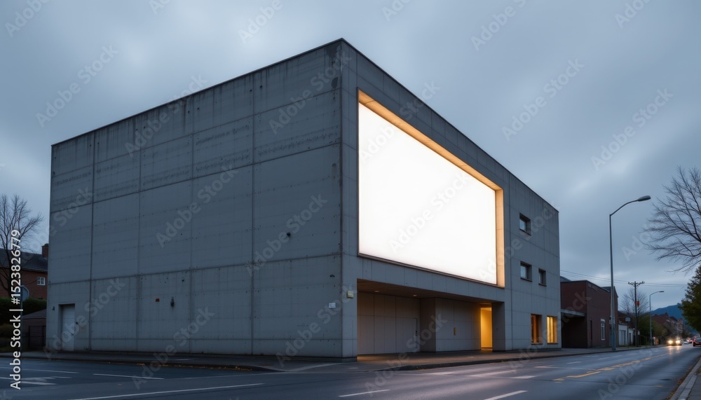 Fototapeta premium Urban architectural showcase modern building design in city center minimalist structure evening atmosphere