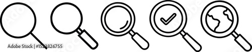 Set of Magnifying glass. Magnifying glass loupe. Search icon vector. Magnifier loupe sign.