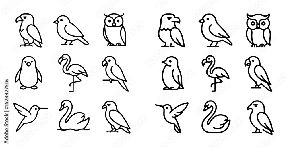 Fototapeta premium Minimalist Bird Icons