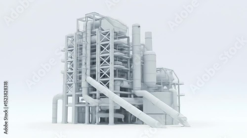 Industrial Plant Model In Gray White Background