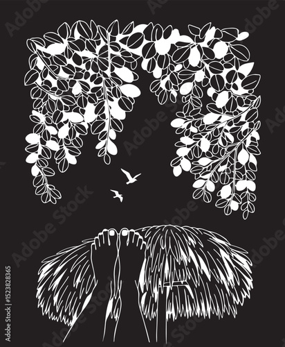  summer tropical landscape vector chalk sketch on black background. Female Feet Sand Beach Pedicure vectors sketch