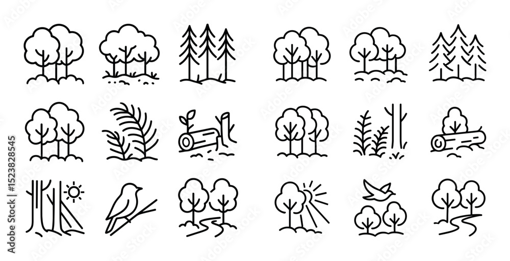 Fototapeta premium Minimalist Forest Icons