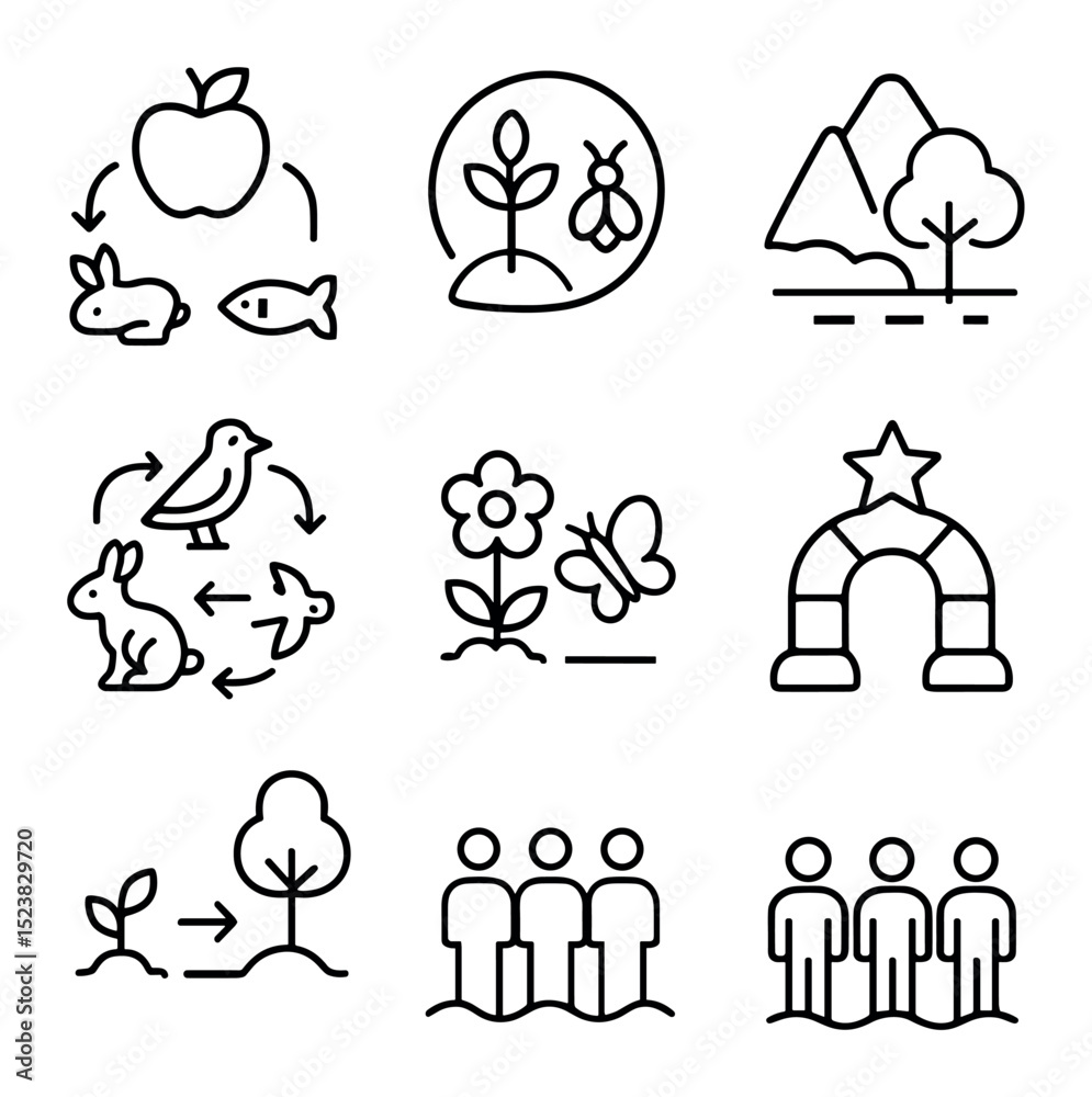 Fototapeta premium Eco Icons Grid