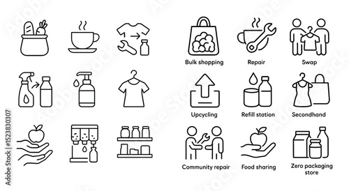 Zero Waste Icons Grid