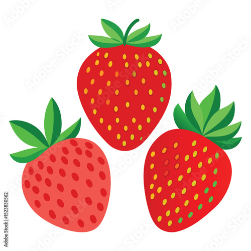 create a set of strawberry vector in white background