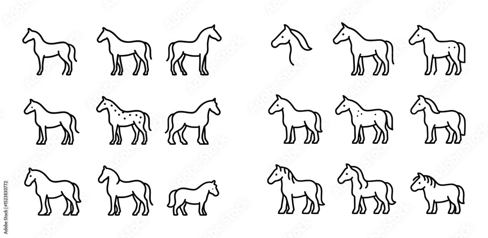 Fototapeta premium Minimalist Horse Icons