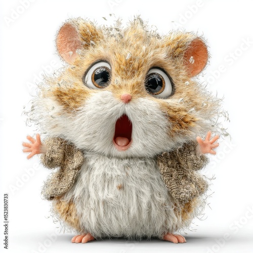 Hamster excitedly raising paws in joyful expression amidst a playful moment