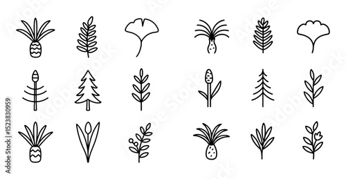 Minimalist Prehistoric Plant Icons