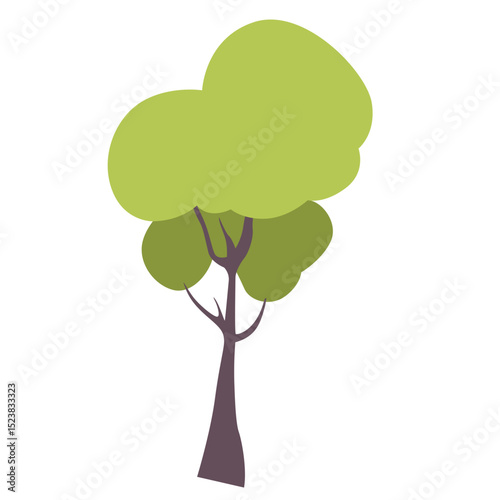 A flat design of a large, leafy green tree, ideal for garden, nature, and spring-themed projects, symbolizing growth, abundance, and vibrant outdoor life.

