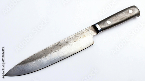 Artisan Japanese Gyuto Knife Hammered Steel Blade Dark Wood Handle