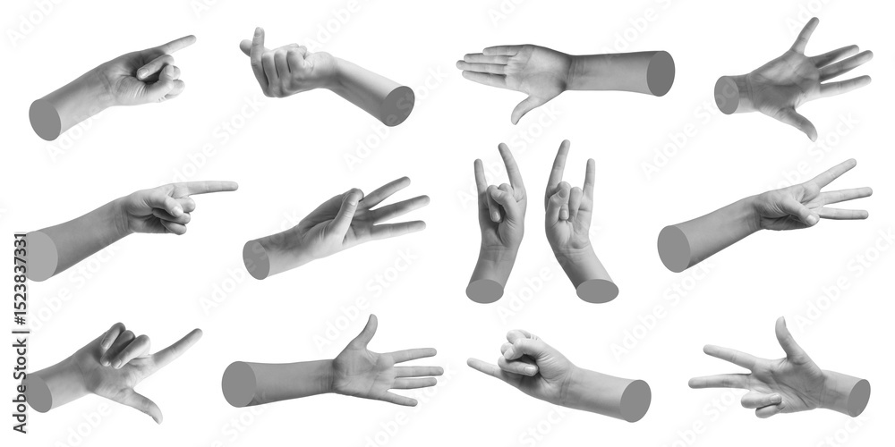 Fototapeta premium Set of gesturing hands on white background