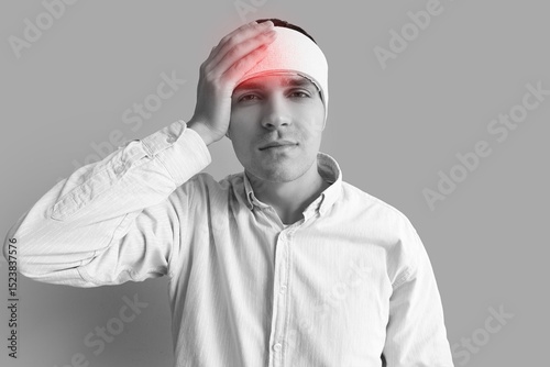 Young man with brain concus...