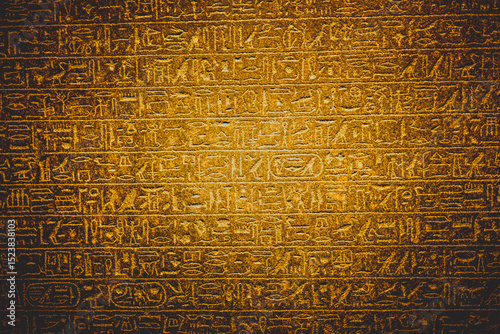 Ancient Egypt background. Hieroglyp horizontal wallpaper with copy space.