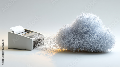 A paper shredder and a cloud icon, metaphor for forgotten digital data