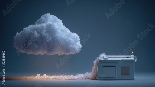 A paper shredder and a cloud icon, metaphor for forgotten digital data