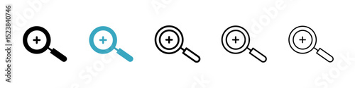 Zoom in icons in Multiple Styles Set. Vector Illustration