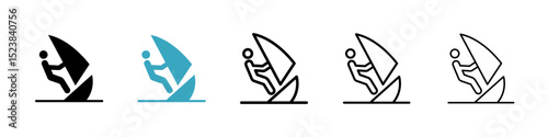 Windsurf icons in Multiple Styles Set. Vector Illustration
