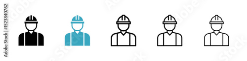 Worker icons in Multiple Styles Set. Vector Illustration