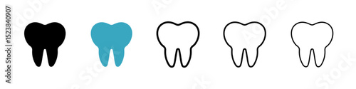 Tooth icons in Multiple Styles Set. Vector Illustration