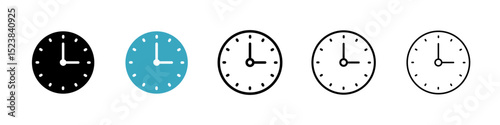 Time icons in Multiple Styles Set. Vector Illustration