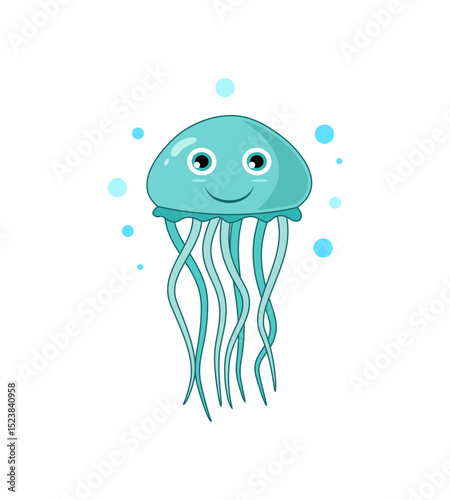 cute jellyfish cartoon ocean creature illustration