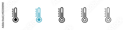 Temperature icons in Multiple Styles Set. Vector Illustration