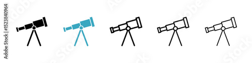 Telescope icons in Multiple Styles Set. Vector Illustration