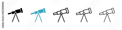 Telescope icons in Multiple Styles Set. Vector Illustration