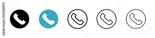 Telephone icons in Multiple Styles Set. Vector Illustration