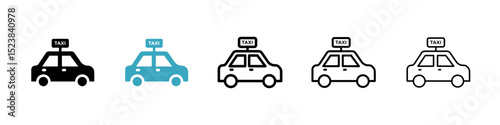 Taxi icons in Multiple Styles Set. Vector Illustration