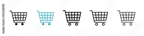 Shopping basket icons in Multiple Styles Set. Vector Illustration