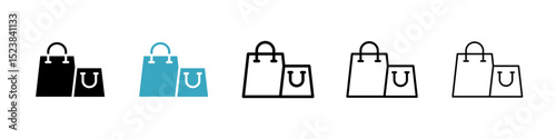 Shopping Bags icons in Multiple Styles Set. Vector Illustration