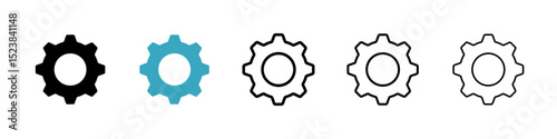 Settings icons in Multiple Styles Set. Vector Illustration