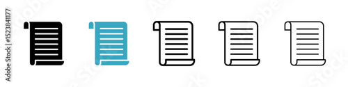 Scroll icons in Multiple Styles Set. Vector Illustration
