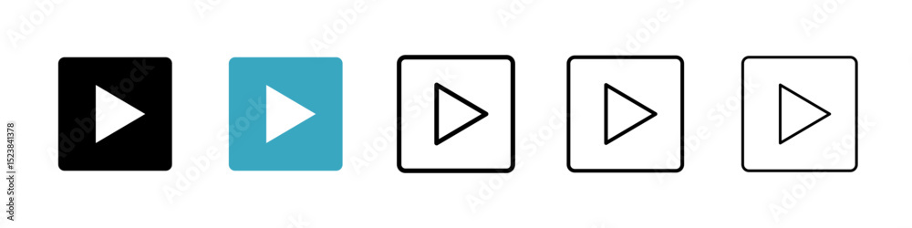 Play button icons in Multiple Styles Set. Vector Illustration Play button icons in Multiple Styles Set. Vector Illustration