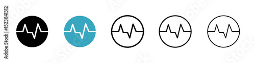 Pulse icons in Multiple Styles Set. Vector Illustration