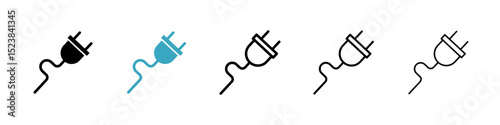 Plug icons in Multiple Styles Set. Vector Illustration