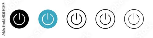 Power button icons in Multiple Styles Set. Vector Illustration