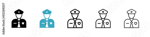 Police icons in Multiple Styles Set. Vector Illustration