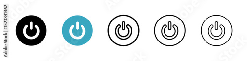 Power button icons in Multiple Styles Set. Vector Illustration