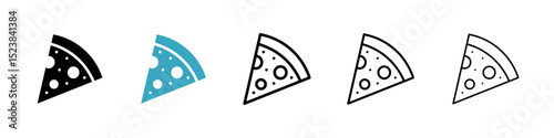 Pizza slice icons in Multiple Styles Set. Vector Illustration