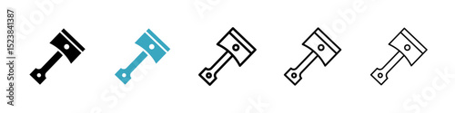 Piston icons in Multiple Styles Set. Vector Illustration