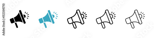 Megaphone icons in Multiple Styles Set. Vector Illustration