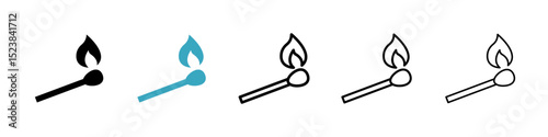 Matches icons in Multiple Styles Set. Vector Illustration
